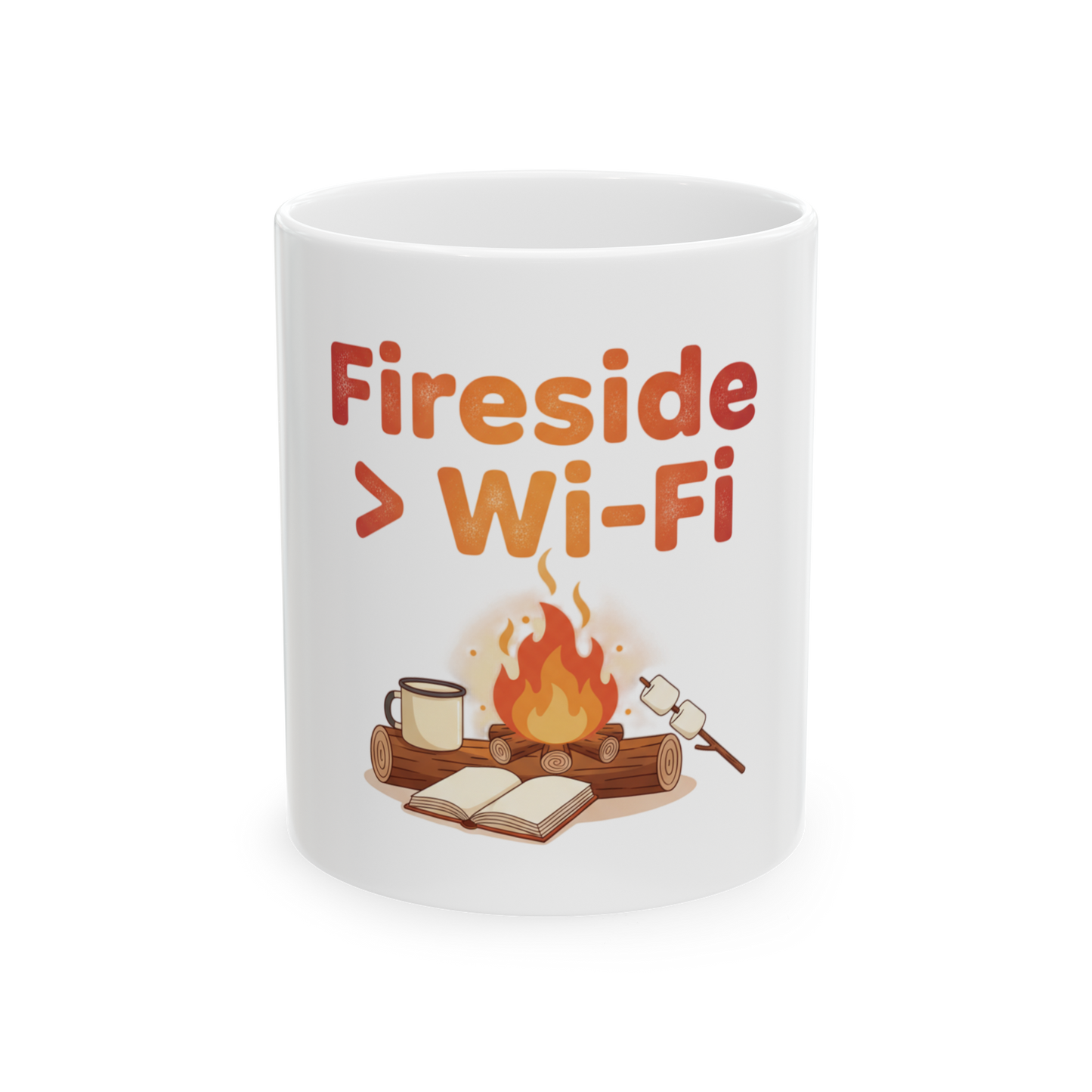 Fireside > Wi‑Fi Ceramic Mug — Cozy Campfire Coffee Cup (11oz & 15oz)