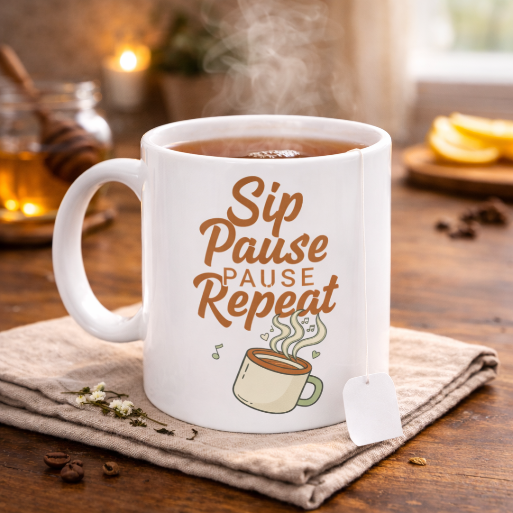 Sip Pause Repeat Ceramic Mug – Coffee Lover 11oz/15oz