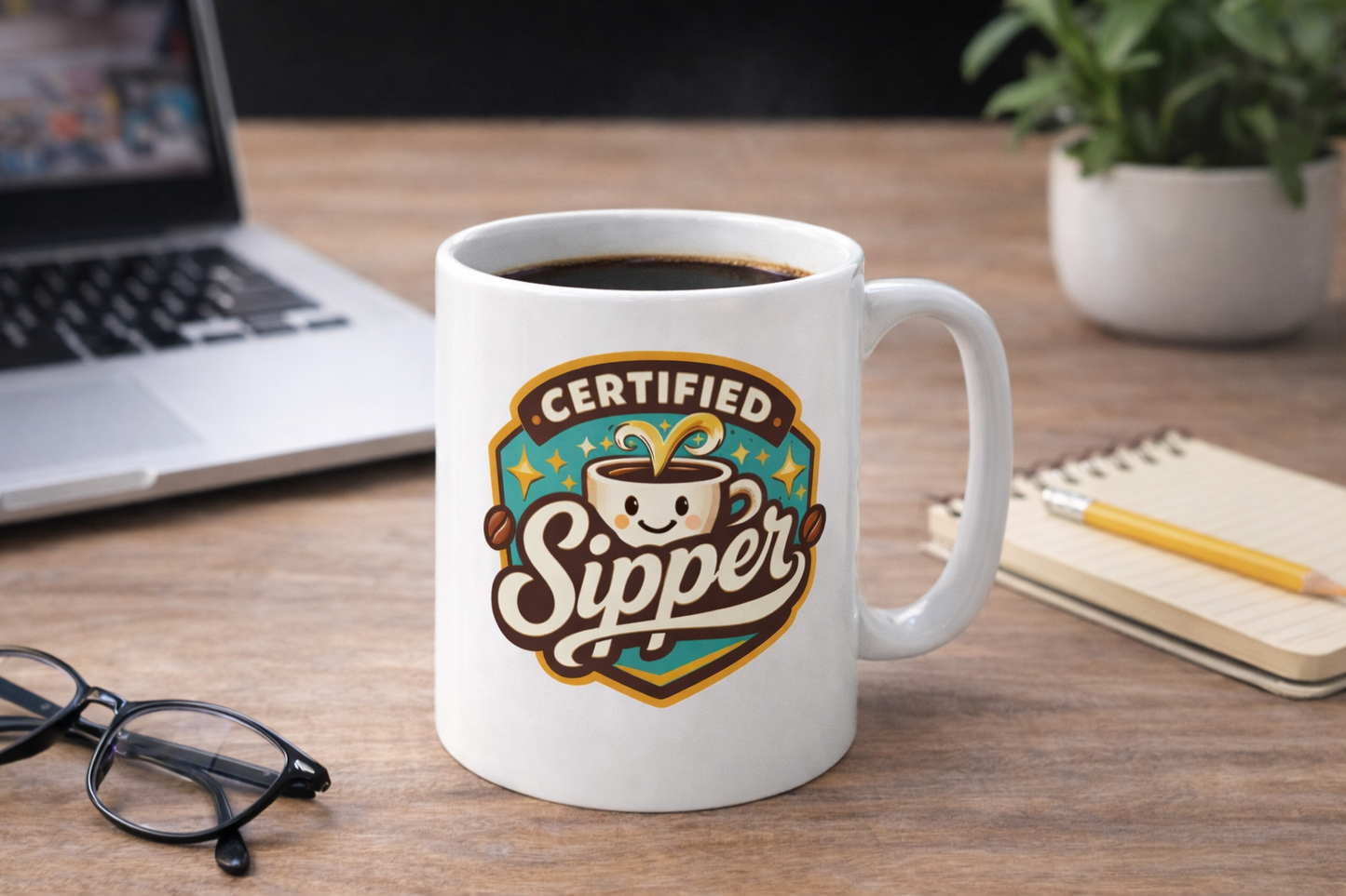 Ceramic Mug — "Certified Sipper" Cute Coffee Lover Coffee Mug (11oz & 15oz)