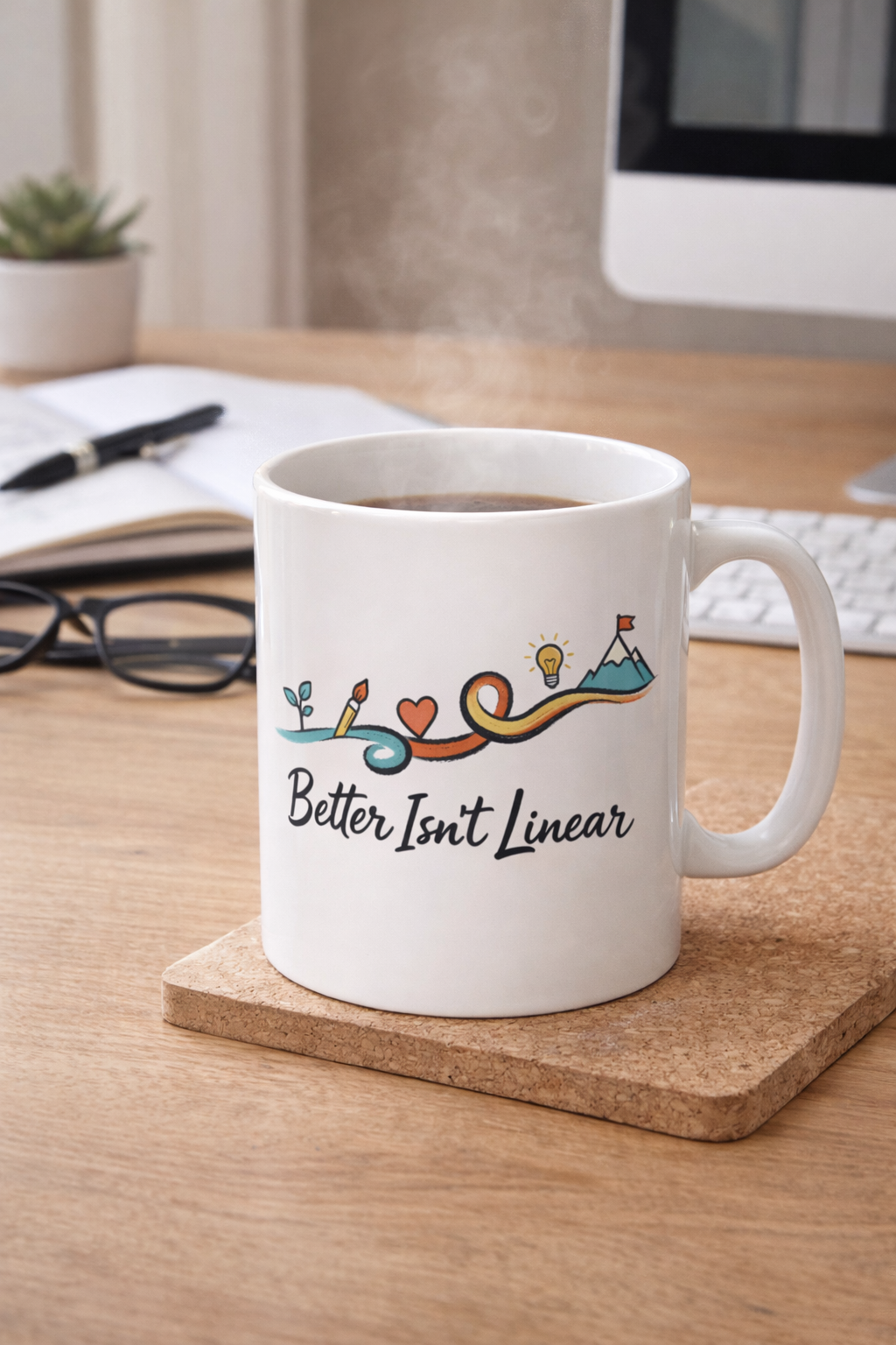 Better Isn't Linear Ceramic Mug — Inspirational Coffee Cup (11oz & 15oz)