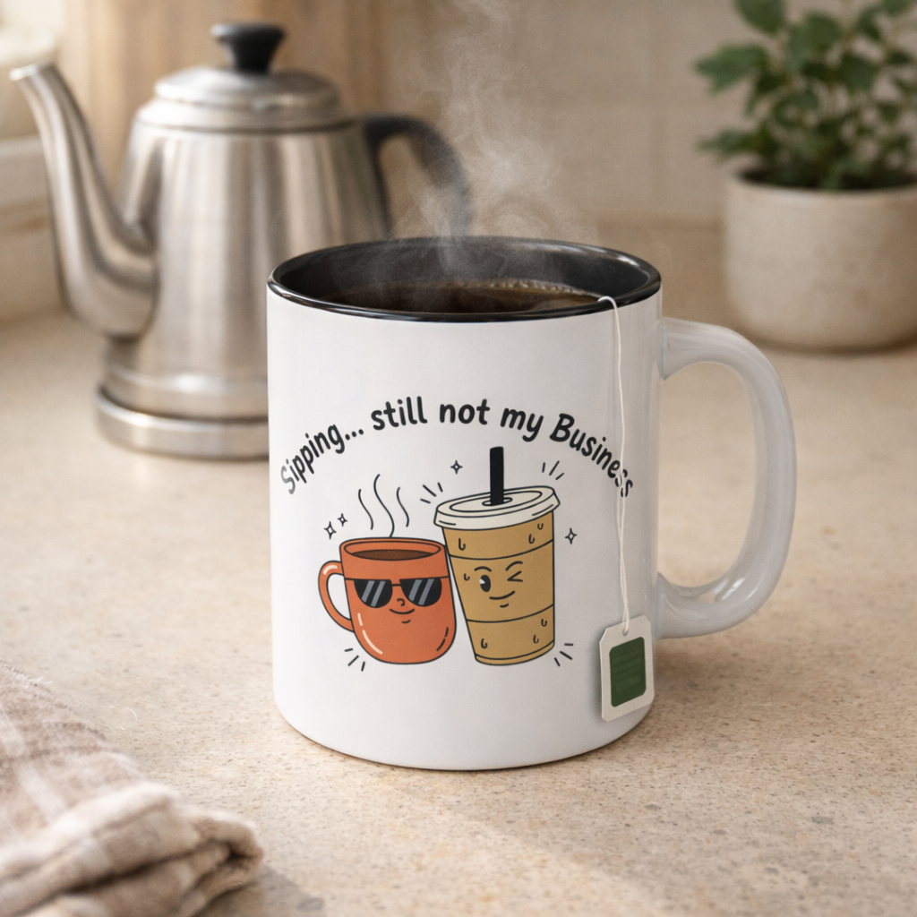 Sipping... Still Not My Business Coffee Mug — Funny Ceramic Accent Mug (11/15oz)