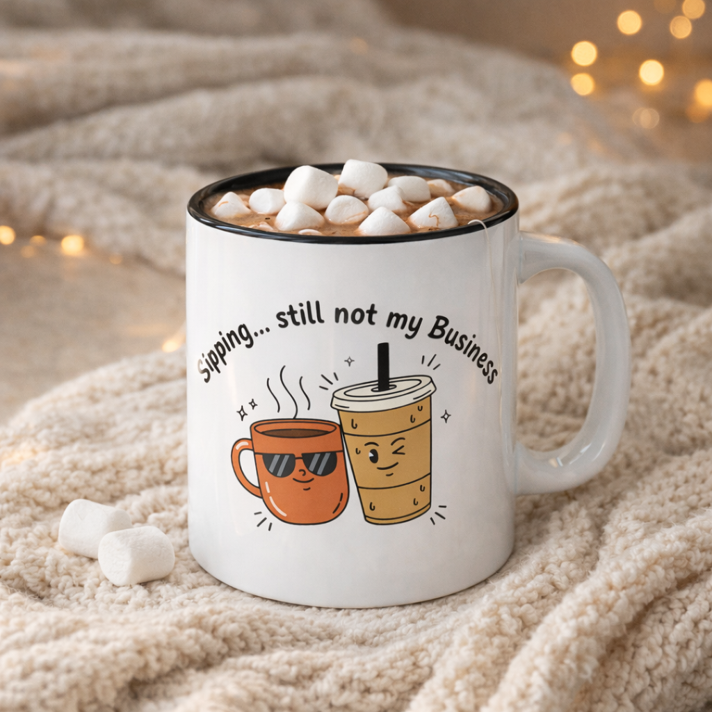 Sipping... Still Not My Business Coffee Mug — Funny Ceramic Accent Mug (11/15oz)