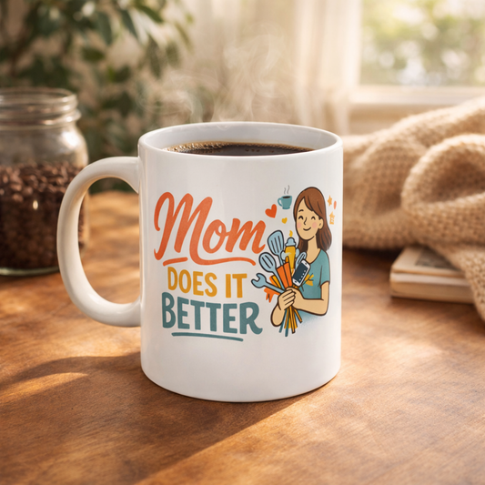 Mom Does It Better Ceramic Mug — Funny Mother's Day Coffee Cup (11oz & 15oz)