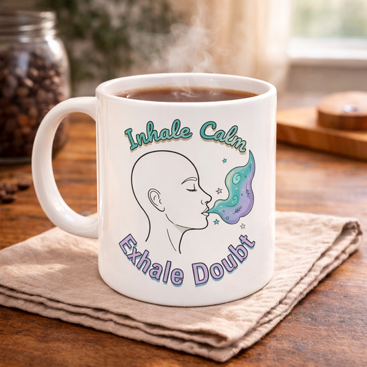 Inhale Calm Exhale Doubt Ceramic Mug — Mindfulness Coffee Cup (11oz/15oz)