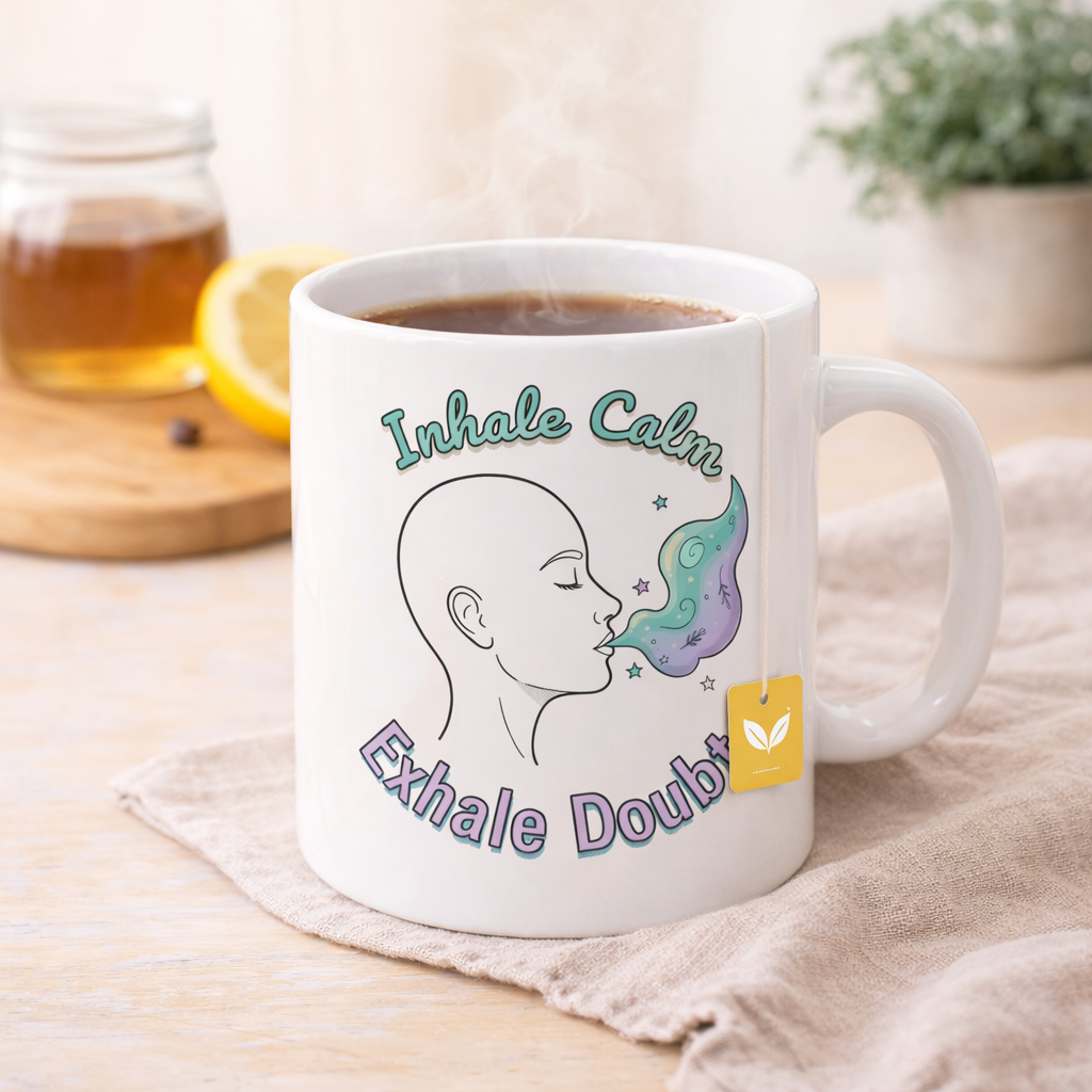 Inhale Calm Exhale Doubt Ceramic Mug — Mindfulness Coffee Cup (11oz/15oz)