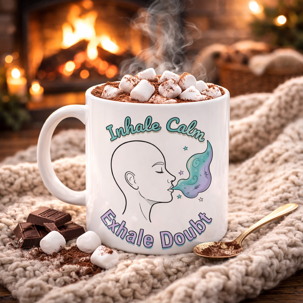 Inhale Calm Exhale Doubt Ceramic Mug — Mindfulness Coffee Cup (11oz/15oz)