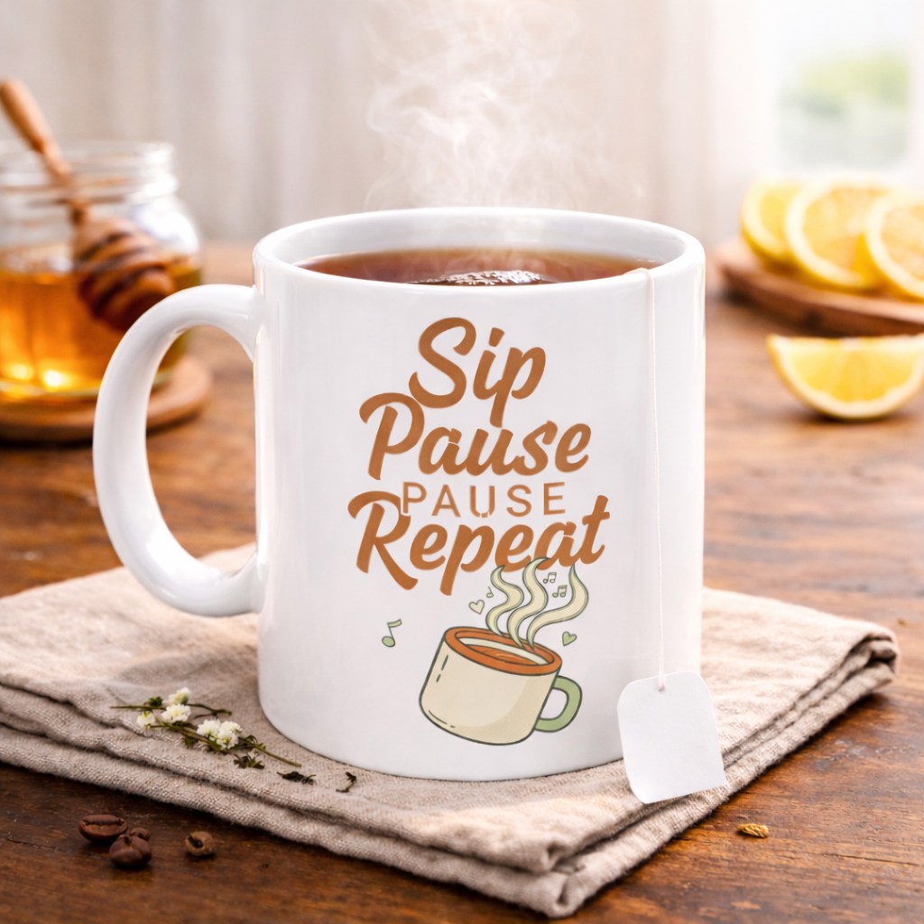 Sip Pause Repeat Ceramic Mug – Coffee Lover 11oz/15oz