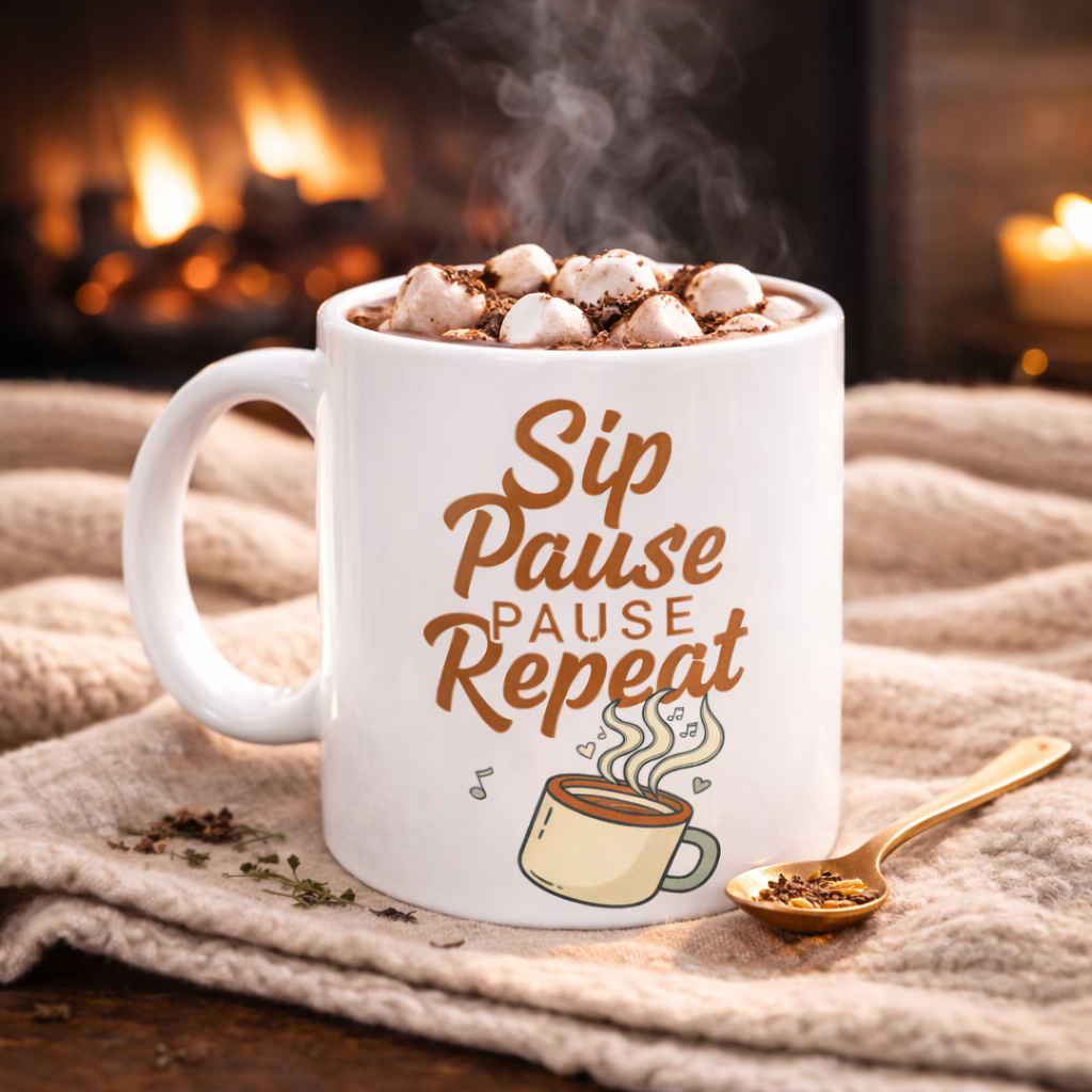 Sip Pause Repeat Ceramic Mug – Coffee Lover 11oz/15oz