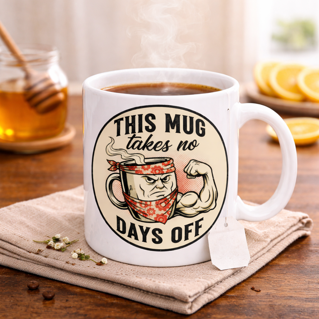 This Mug Takes No Days Off Ceramic Coffee Mug – Funny Strong Coffee Design (11oz/15oz)