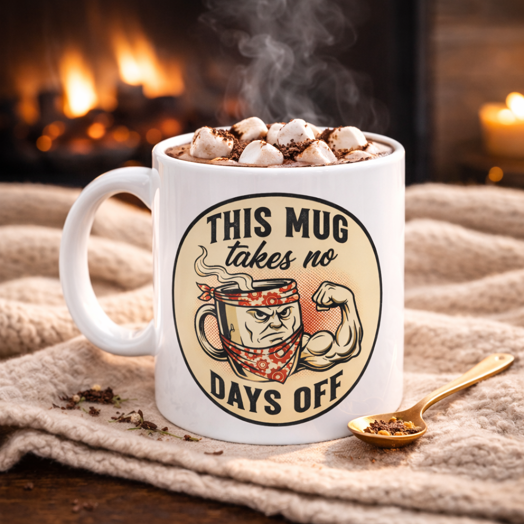 This Mug Takes No Days Off Ceramic Coffee Mug – Funny Strong Coffee Design (11oz/15oz)