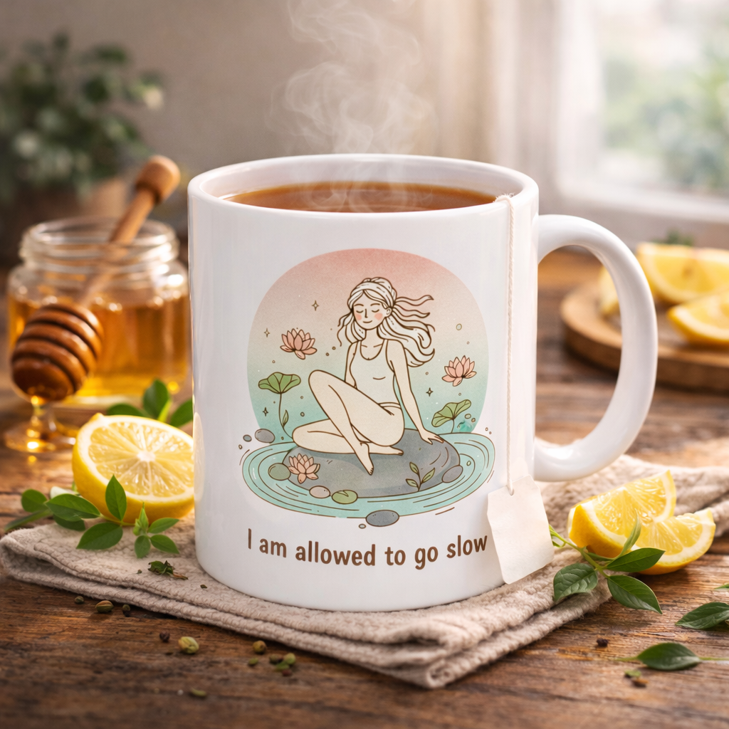 I Am Allowed To Go Slow Ceramic Mug — Mindful Self-Care Coffee Cup (11oz/15oz)