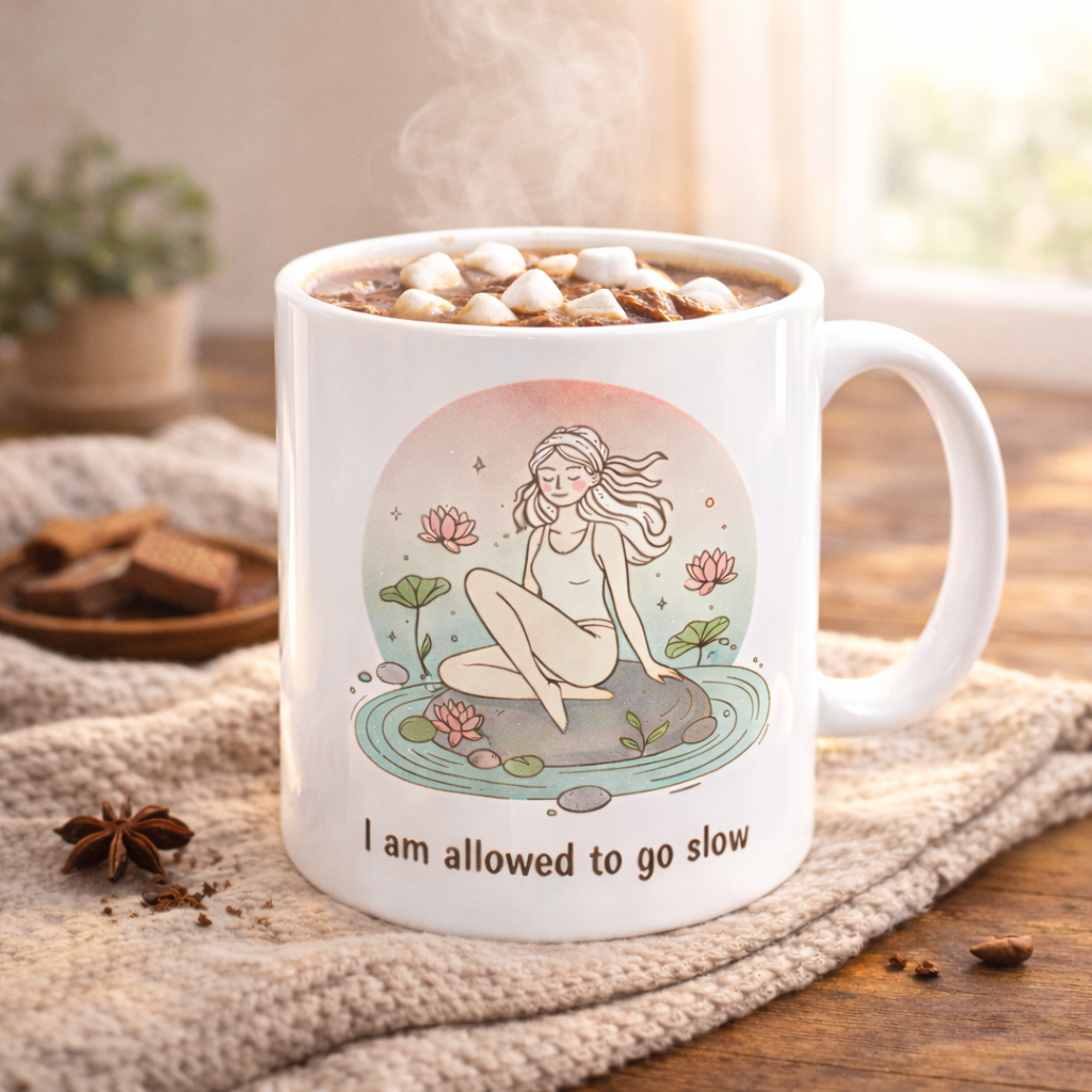 I Am Allowed To Go Slow Ceramic Mug — Mindful Self-Care Coffee Cup (11oz/15oz)