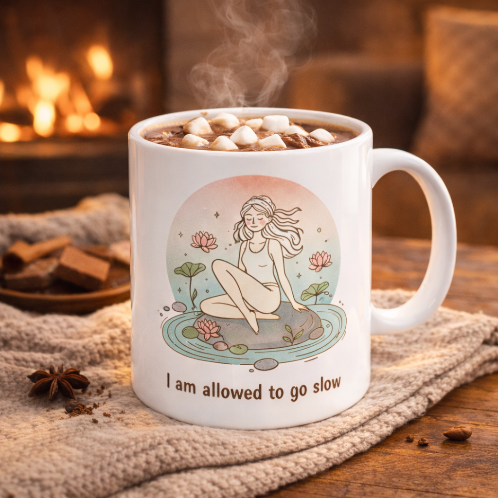 I Am Allowed To Go Slow Ceramic Mug — Mindful Self-Care Coffee Cup (11oz/15oz)