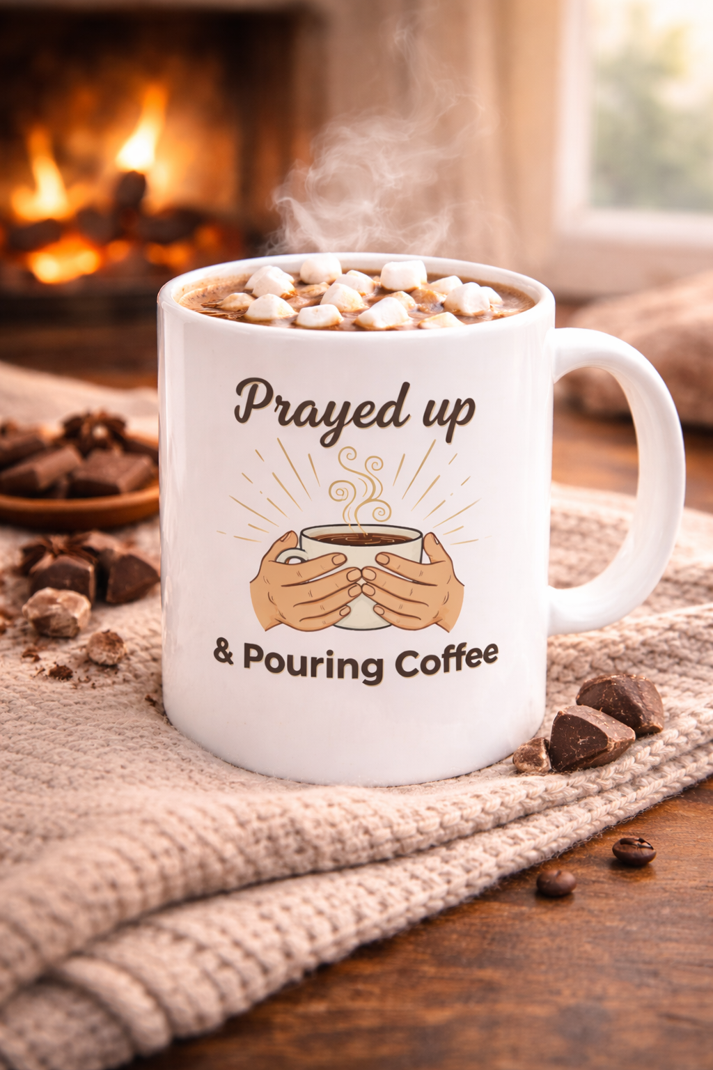 Prayed Up & Pouring Coffee Ceramic Mug — Faith-Based Coffee Cup (11oz, 15oz)