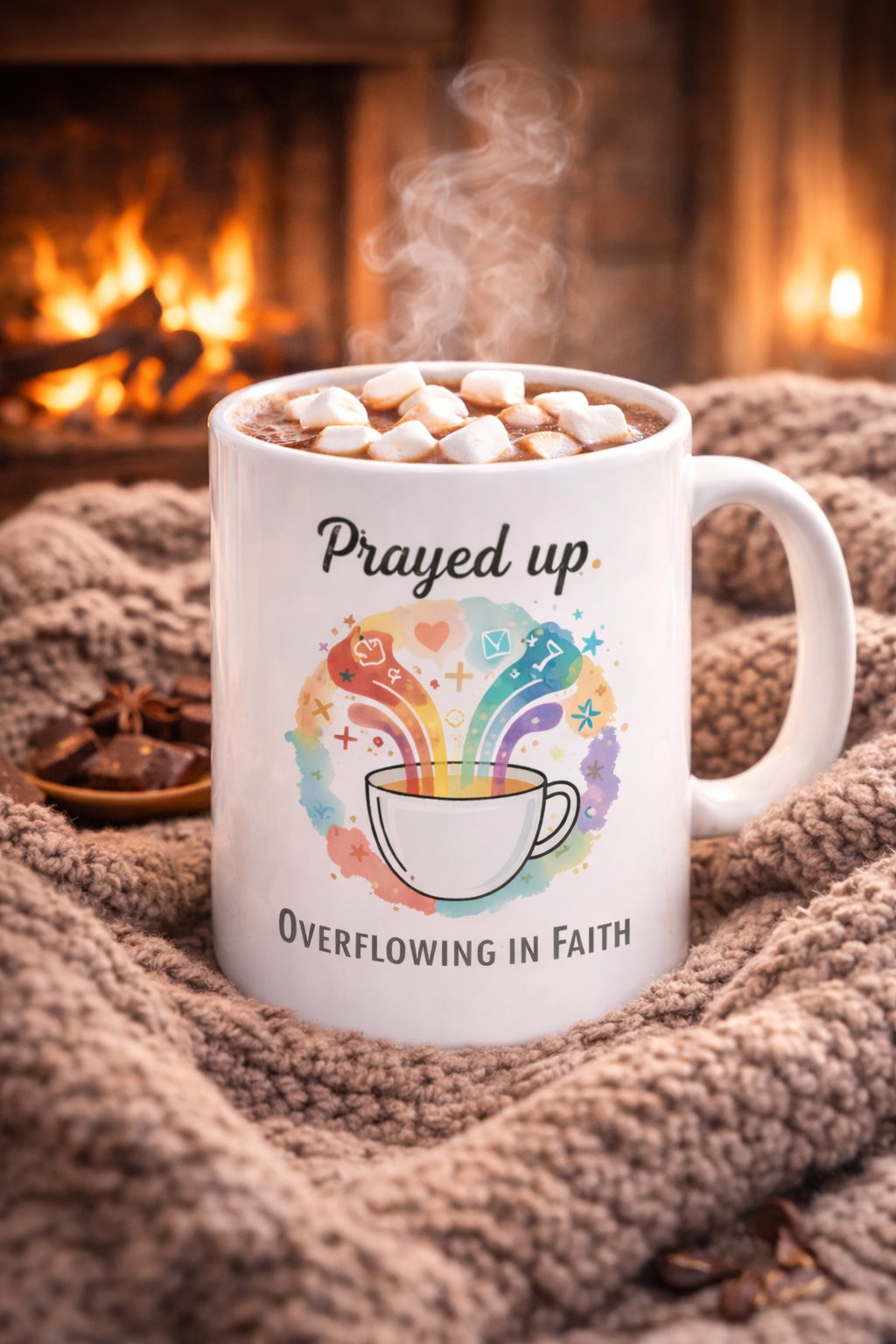Prayed Up Ceramic Mug — "Overflowing in Faith" Inspirational Coffee Cup (11oz & 15oz)