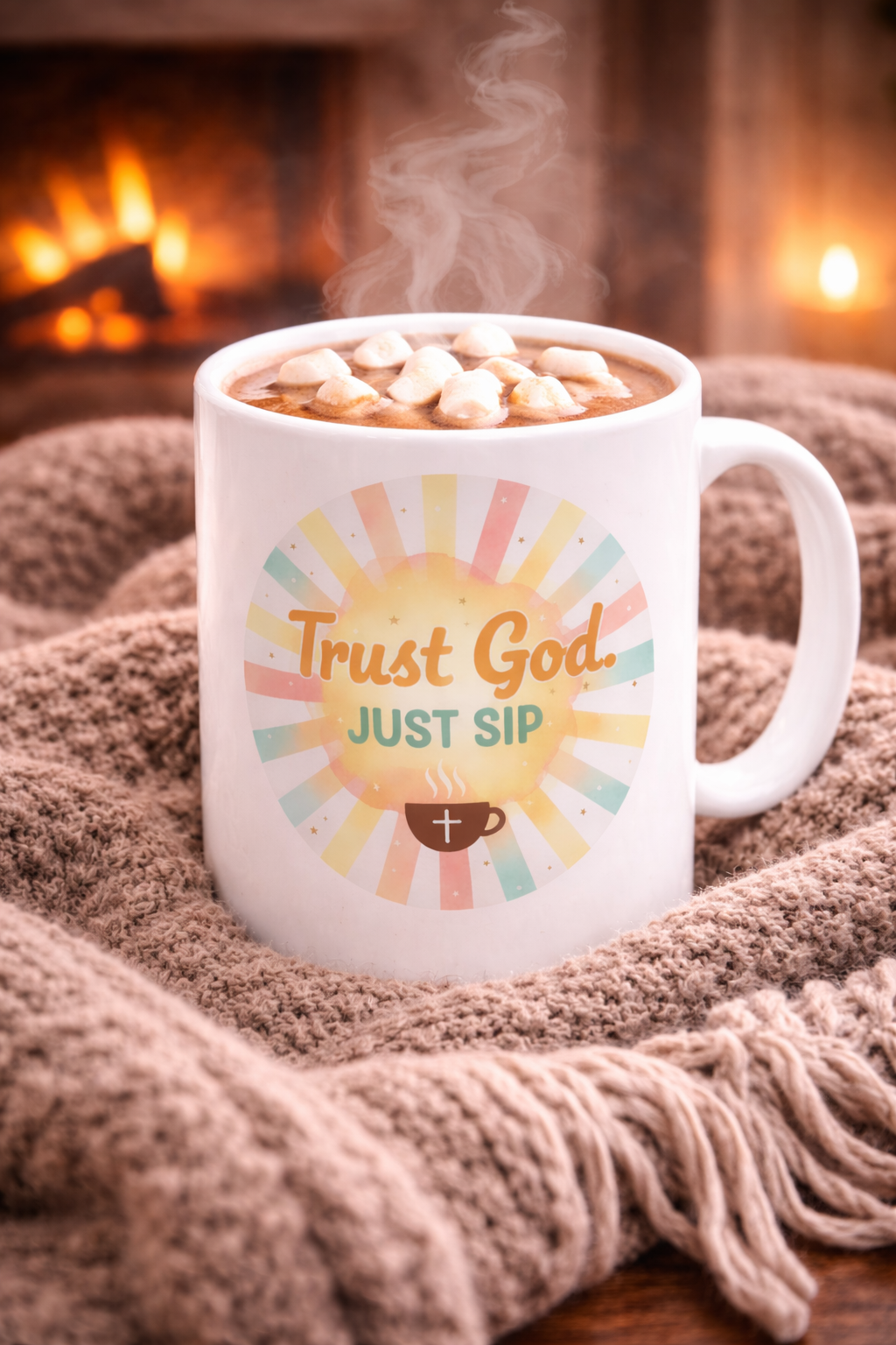 Faith Coffee Mug — "Trust God Just Sip" Ceramic Religious Mug (11oz/15oz)