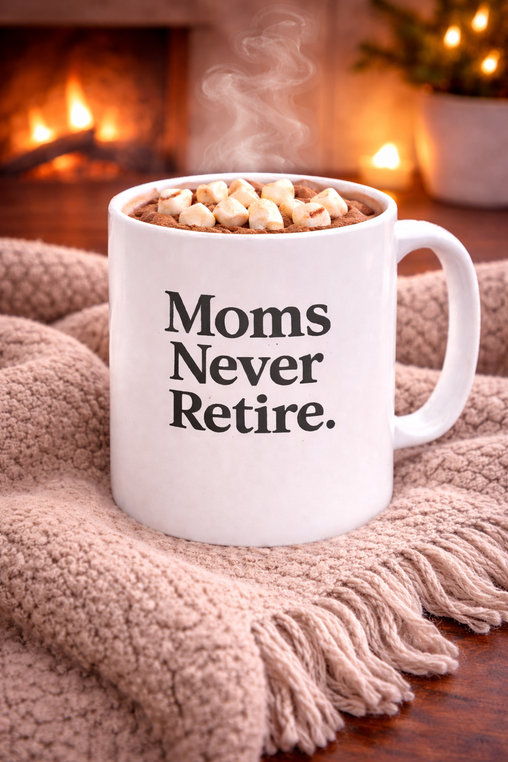 Mug — "Moms Never Retire." Ceramic Coffee Cup (11oz, 15oz)