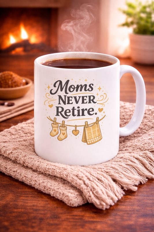 Moms Never Retire Ceramic Mug — 11oz & 15oz Coffee Cup