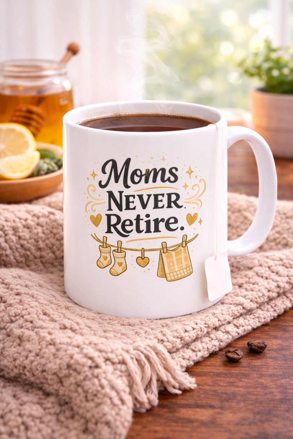 Moms Never Retire Ceramic Mug — 11oz & 15oz Coffee Cup